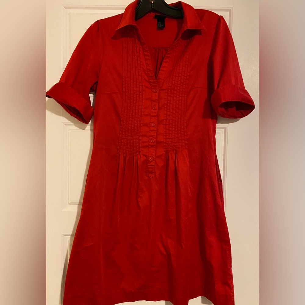 H&M Red Button Up Midi Dress